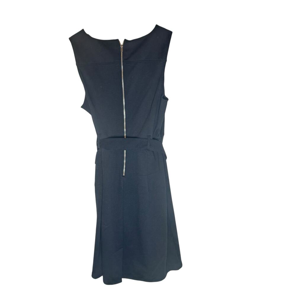 Merona Women's LBD Black  Silver Back Zipper Belted Dress 12
